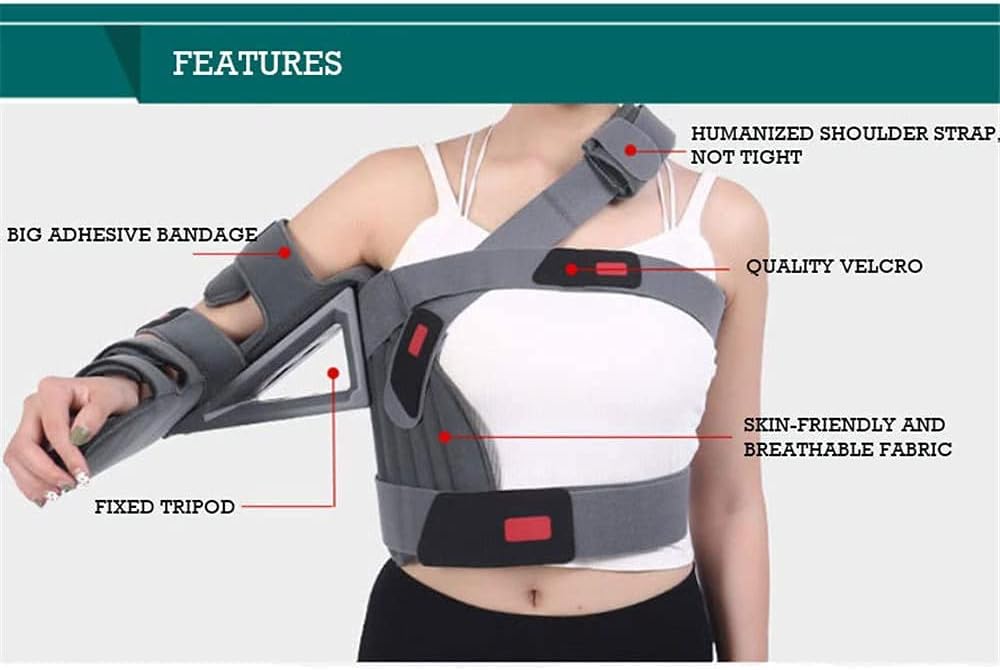 Medical Arm Sling Shoulder Immobilizer Rotator Cuff Support Brace Shoulder Abduction Shoulder Orthosis Sling Adjustable Shoulder Orthosis Immobilizer for Fractured Bones, B,