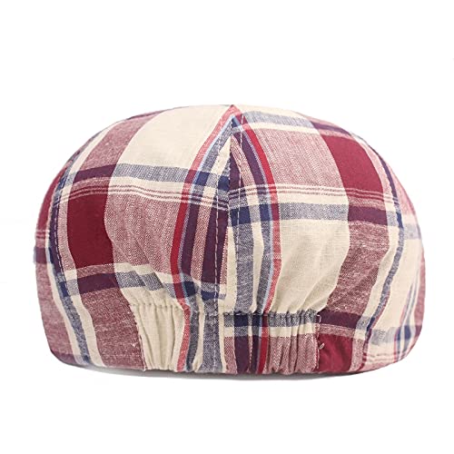 WJYHEA-New-Men-Newsboy-Caps-New-Plaid-Beret-Classic-Retro-Newsboy-Hats-Men-Women-Berets-Casual-Octogle-Cap-Color-Red-Cap-Hat-Size-56CM-to-60CM