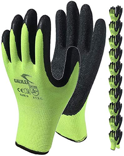 Nitrile Latex Rubber Coated Safety Work Gloves, Nylon Knit, Textured Palm Grip