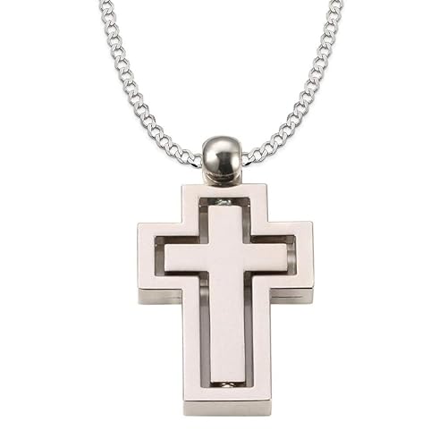 LADY HAWK Metal Holy Cross Pendant Crucifix Necklace with Resizable Silver Chain for Boys, Girls, Women and Men (LH-JCC-D12)
