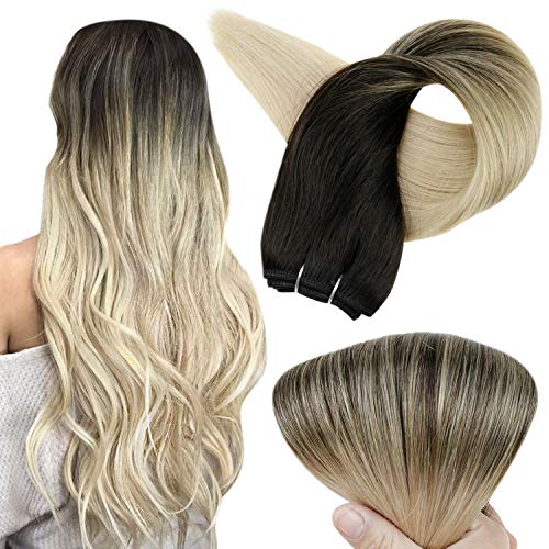 Full Shine Hair Weft Bundles 22 Inch Remy Brazilian Hair Balayage Color 1B Fading To 613 Straight Hair Weft Remy Hair Weave In Human Extensions 100 Gram Sew In Hair