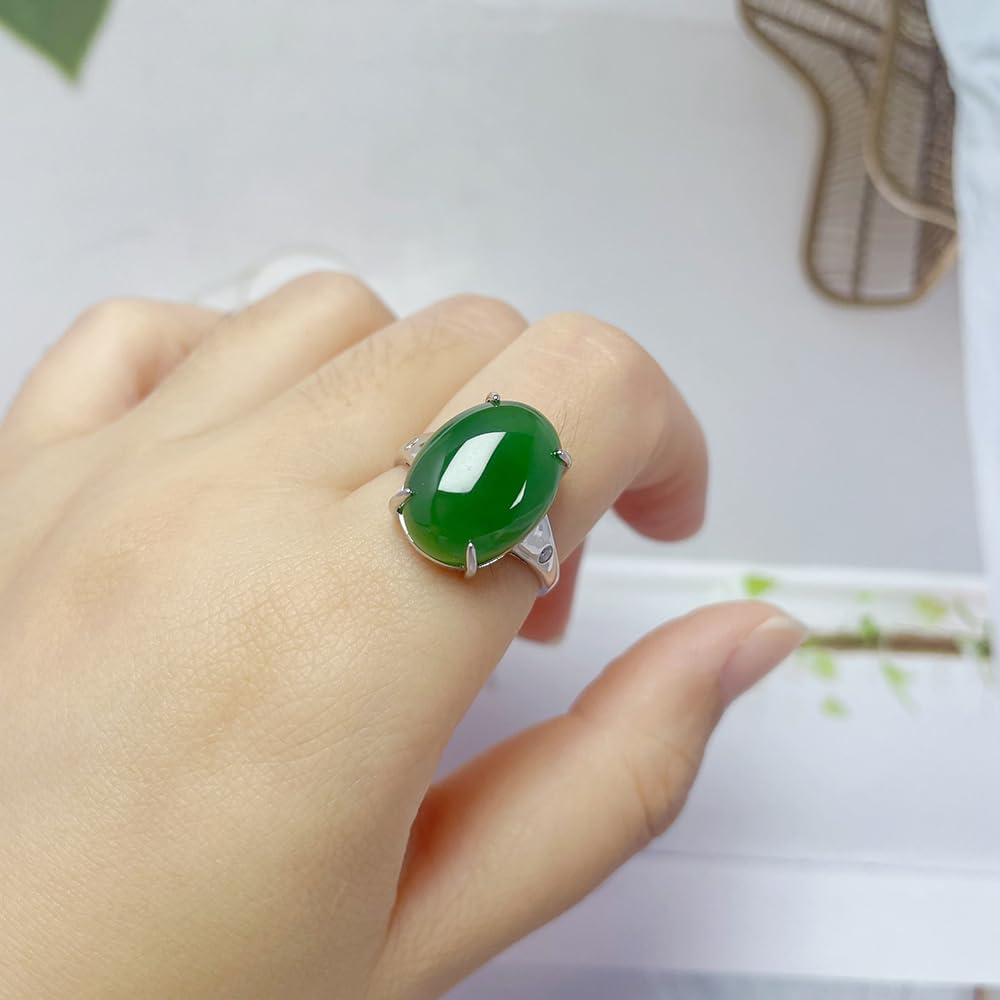 S925 Silver-Inlaid Natural Jasper Oval Ring Opening Adjustable Including Certificate