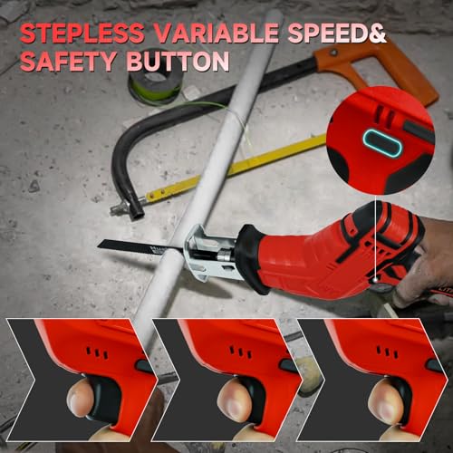 Cordless Reciprocating Saw for Milwaukee M18B Battery, Brushless Sawzall Tool-Free Blade Change with 4 Saw Blade,0-3000 SPM Variable Speed for Wood/Metal/PVC Cutting