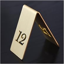 Table numbers, Table Numbers, 1pcs Desk Sign Plates Hollow Double Sided Stackable Red Copper and Stainless Steel 6.5x6.5x4Cm(12)