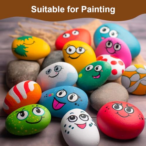 50 Stück Flache Steine zum Bemalen, 1-3cm/3-5cm Glatte Kieselsteine zum Bemalen, Gemalter Kieselsteine, Dekosteine Naturstein, für Bastelarbeiten Schule Malerei Blumentöpfen Dekoration, für Gartendeko