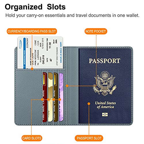 Image of FINTIE Passport Holder, Slim Travel Wallet RFID Blocking Card Case Cover Passport Cover Protector Essentials with Credit Card Slots for Women /Men | Slim