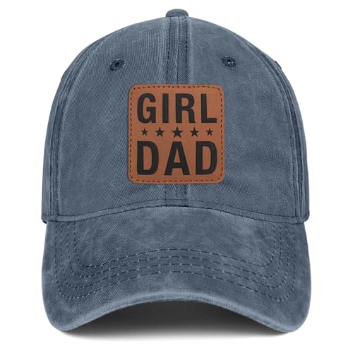 Image of Girl Father Daddy Dad Leather Patch Hat Birthday for Dad Papa from Daughter Son Adjustable Trucker Hat