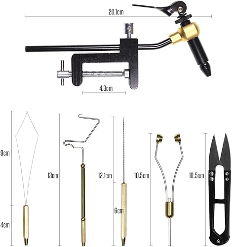 Miniatura 22 de LIXADA Kit de herramientas para atar moscas, 5/6 piezas con soporte de bobina de tornillo de banco para atar moscas, enhebrador, aguja, látigo