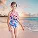 Girls One Piece Swimsuits Hawaiian Ruffle Swimwear Beach Bathing Suit Blue Size 8/8t