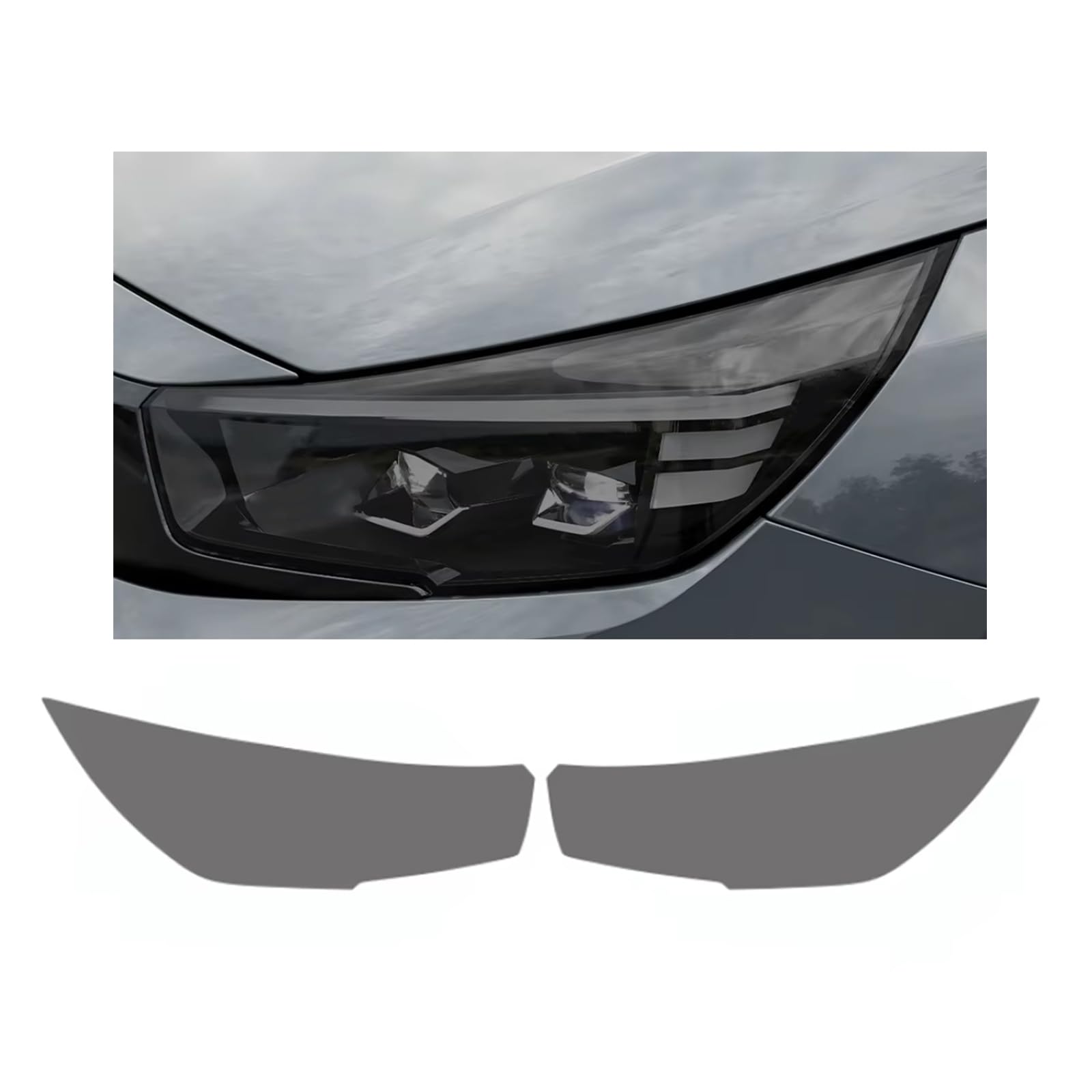 Headlight Film for Opel Corsa F 2024-2026, 1Set Transparent/Smoke Black Car Headlight TPU Protective Film