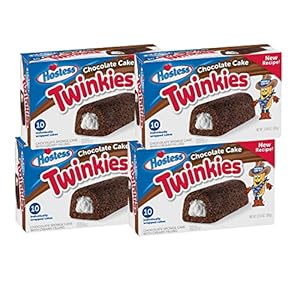 4 x Hostess Twinkies Chocolate Cake | 4 verpakkingen Twinkies chocolade à 385 g | per verpakking 10 keukengerei | voordeelverpakking