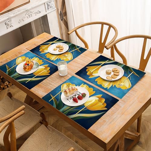 Set de table résistant à la chaleur en lin de coton premium - 5