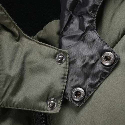 Image of Men's Hooded Puffer Jacket Down Alternative Lightweight Warm Coat Stand Collar Winter Insulated Quilted Coat