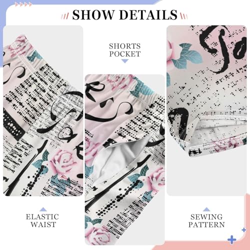 Paris Rose Floral Boys Long Pants Soft Trousers Elastic Waist Kids Lounge Bottoms with Pockets S-XL4