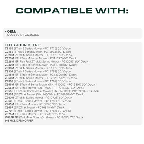 Image of UDC Parts TCU35604 Deck Belt Replacement for John Deere 60 Inch Z930M Z950M Z920M Z915B Z915E Z925M Z930R Z950R Z945M Z955M Z955R Z960M Z960R ZTrak Mowers TCU30356 / Aramid Cord / 182.5 inches