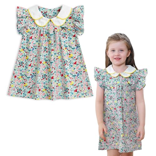 Simplee kids Baby Girl Smocked Dress Summer Casual Short Sleeve Dresses Floral Print Sundress Princess Dress for Toddlers