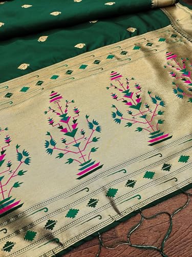 Image of DEVANGI Women's Woven Paithani Banarasi Silk Dupatta /Chunni For Women, Floral Print 1 Meter Wide and 2.3 Meter Length Printed Designer Dupatta /Chunni For Girls