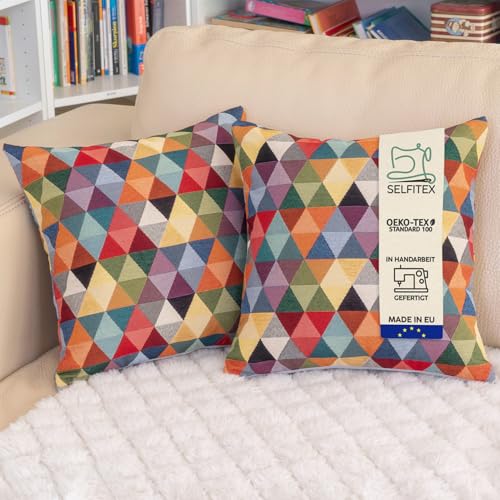 Selfitex 2er Set 40x40 Bunte Sofakissen inkl. Füllkissen, Luxus Sofakissen, farbenfrohes...