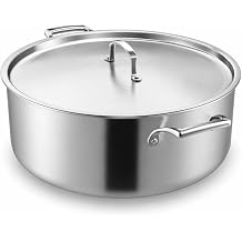 16 Qt Tri-Ply Stainless Steel Brazier with Cover, SS3 Series, Commercial Grade, Silver, 5.5 Inch Height, NSF Listed, Induction Ready
