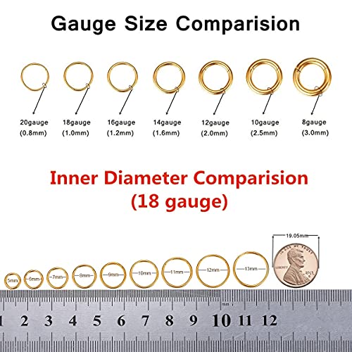 Hypoallergenic Hinged Hoop Nose Rings 20G 18G 16G 14G 12G 10G 8G Diameter 5mm to 16mm 316L Surgical Steel Septum Ring Body Piercing Jewelry Helix Cartilage Earrings3