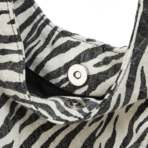 Bolso Tote Grande de Lona con Estampado Cebra para Mujer miniatura 2