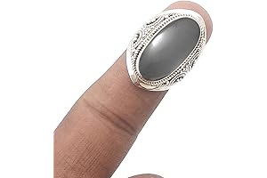 Solid 925 Sterling Silver Ring - Genuine Hematite Gemstone Ring for Women
