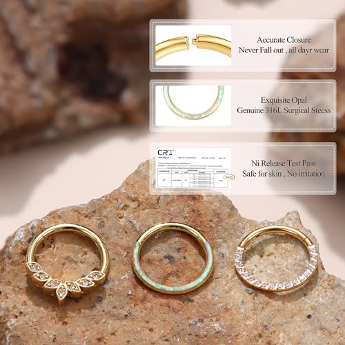 YADOCA Septum Nose Rings for Women Men - Gold Septum Rings 16G 18G Nose Ring Hoops Hypoallergic Surgical Steel Cartilage Earrings Helix Lip Conch Tragus Daith Piercing Jewelry Tone 8mm 10mm3