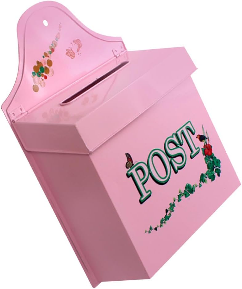 Lurrose Vintage Mail Box: Retro Wall-Mount Mailbox for Outside Decorative Iron Mailbox for Letters and Large Mail Rural Home Decor Farmhouse Style