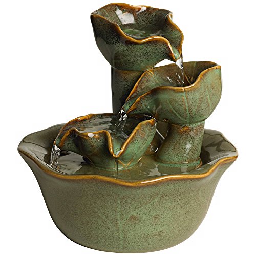 John Timberland MZ11544BA Organic Water Lily Modern Indoor Tabletop Small Water Fountain 8 Inch High Cascading Ceramic thumb #5