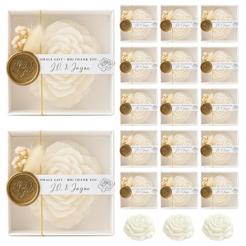 Personalized Wedding Candle Favors – Peony Flower Candles with Custom