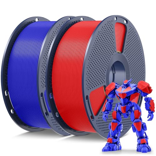 Image of SUNLU PLA 3D Printer Filament, Neatly Wound PLA Filament 1.75 mm, Dimensional Accuracy + /- 0.02mm, Good Vacuum Packaging Consumables, PLA 2kg in Total, 1kg per Spool, Pack of 2,Red+Klein Blue
