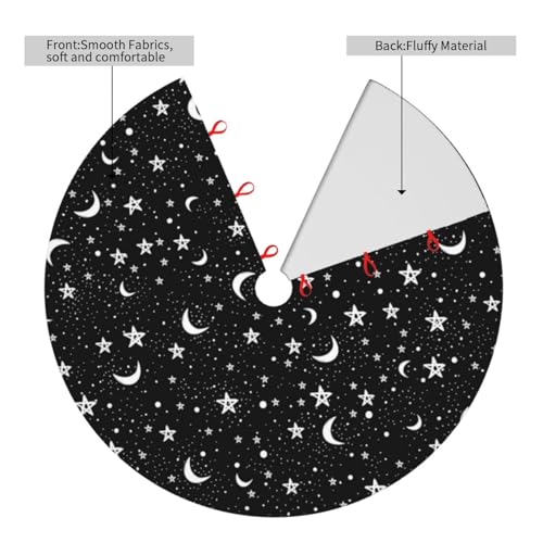 Dorkeixia Black And White Moon Star 36 Inch Christmas Tree Skirt Round Winter Snow Suitable For Christmas Xmas Halloween Holiday Party Decor Decoration Occasion thumb #2