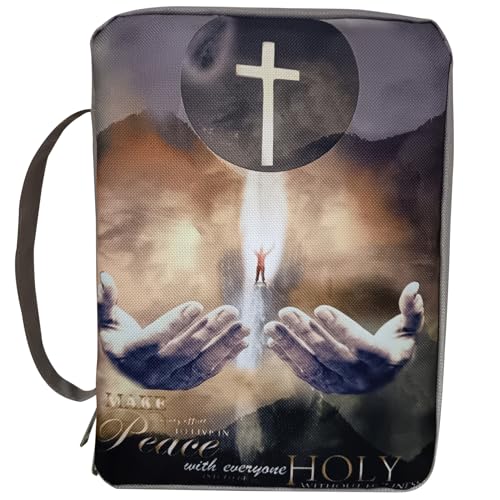 Case de cobertura bíblica para mujeres hombres de 10x7.6 pulgadas Cruz Gran Biblia Case con cremallera y manejo de estuches bíblicos portátiles para mujeres regalo de mamá