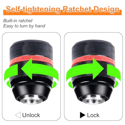 YUEARN Mandril de Perfuração Sem Chave para Milwaukee, Montagem de 1/2-20Unf, Mandril de Perfuração