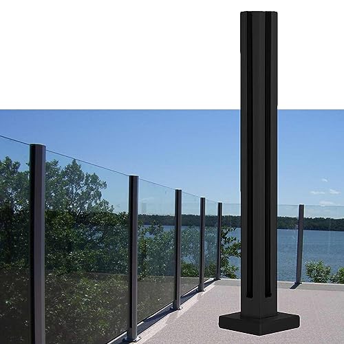 Poteau de balustrade en verre pour clôture de piscine et garde-corps de terrasse inox noir