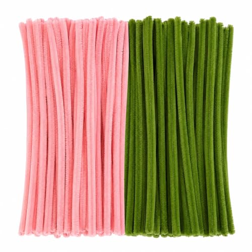 Image of JISADER Pipe Cleaners Craft Kit, Bouquet Flower Making Kit, DIY Golden Yellow Chenille, 59 Pieces for Kids & Adults, Macaron Rose Jade Green, Rose,Green