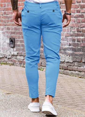 Mens Chinos Slim Fit Pants Flat Front Stretch Skinny Tapered Dress Pants Comfort Casual Solid Trousers4