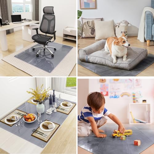 Image of [Tempered Glass] 36 inch x 46 inch Glass Office Chair Mat for Carpet