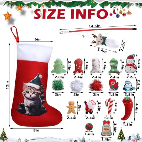 Juguetes de Navidad para gatos con caña interactiva de plumas y juguetes masticables 3