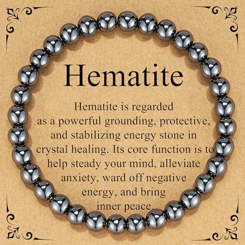 Image of Smilya 6mm Hematite Crystal Bracelet for Women Protection Healing Crystal Bracelet Anxiety Beaded Bracelets Women Crystal Gifts