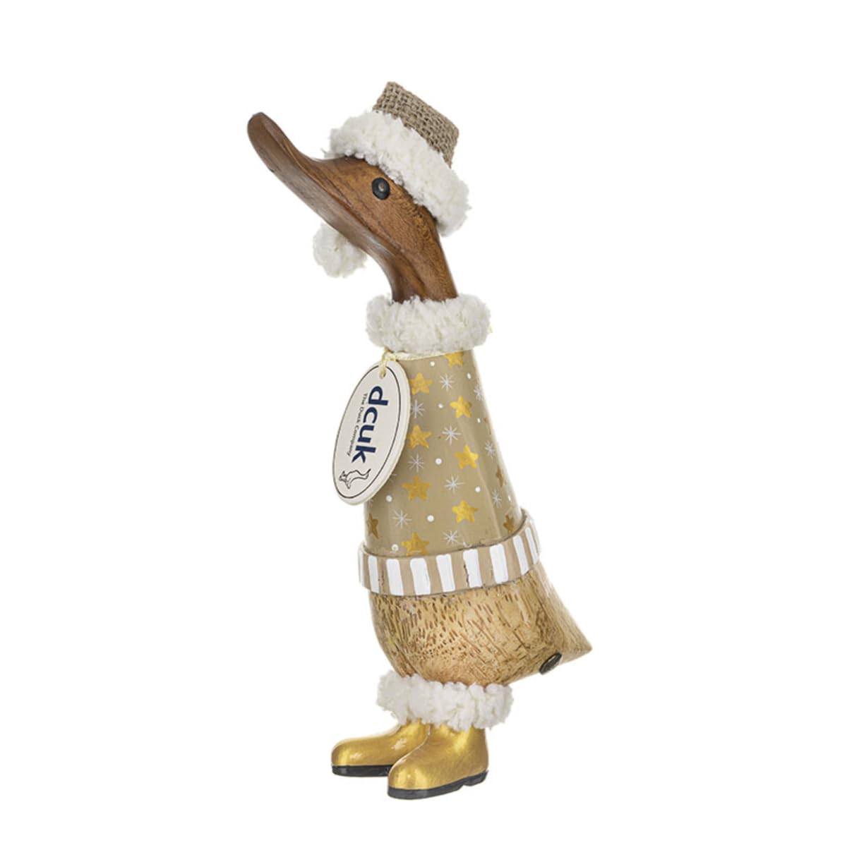 Dcuk Gold Gilded Caramel Christmas Wooden Ducklings - Star Jumper