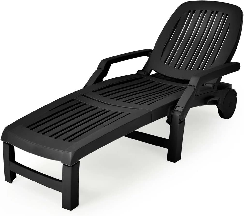 Chaise Lounge Chair Adjustable Reclining Black