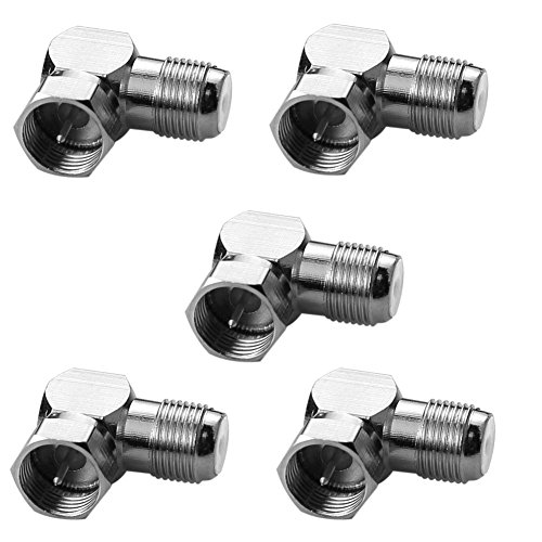 Sienoc 5 Packs of F-Type Right Angle Adapter - 90° Female to Male Connector TV STB Adapter