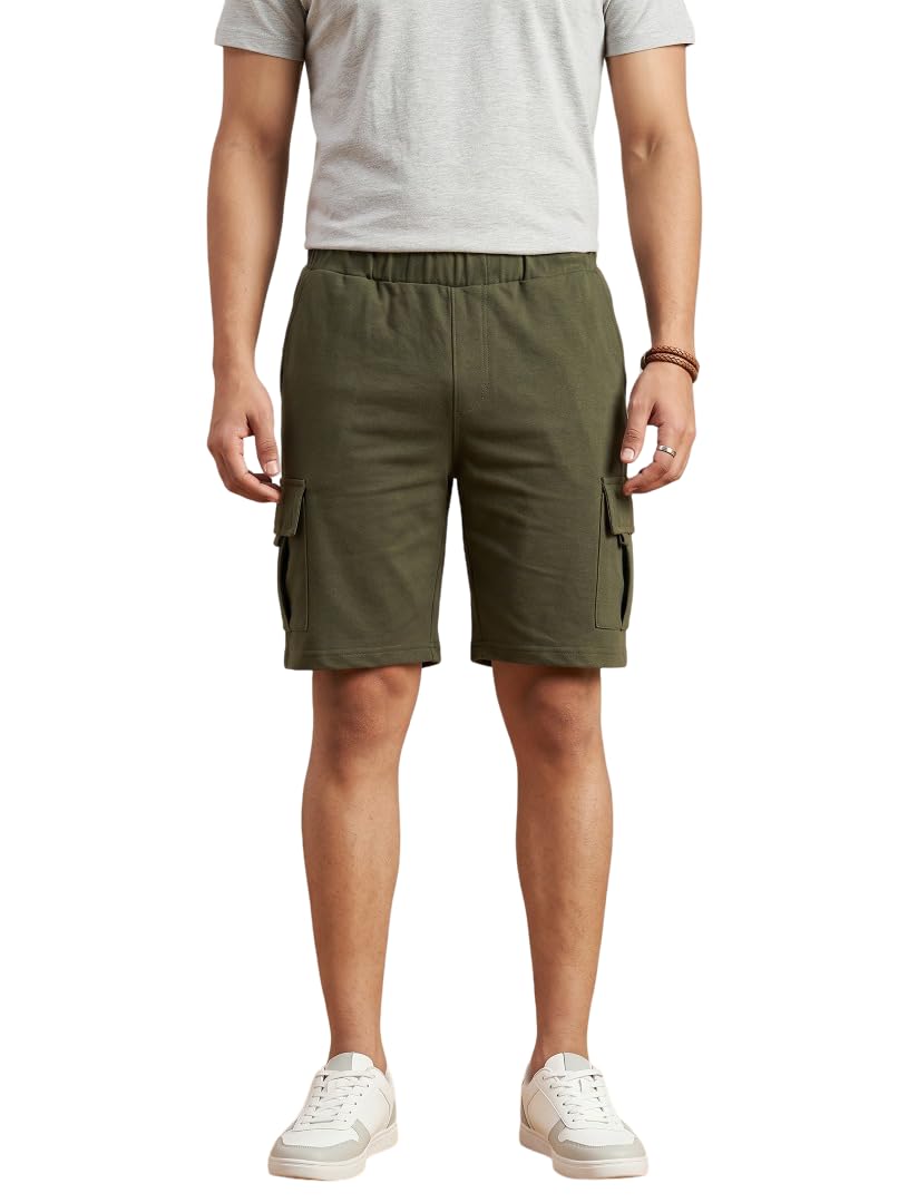 L N Creation Mens Solid Casual Sweat Cargo Cotton Shorts Drawstring Elastic Waist Athletic Workout Gym Jogger Shorts & | Soft Breathable Lounge & Sleepwear Shorts with 5 Pockets-picture-37