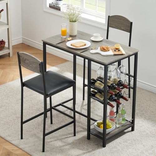 Mesa alta de bar para cocina pequeña con taburetes cómodos Garvee 2