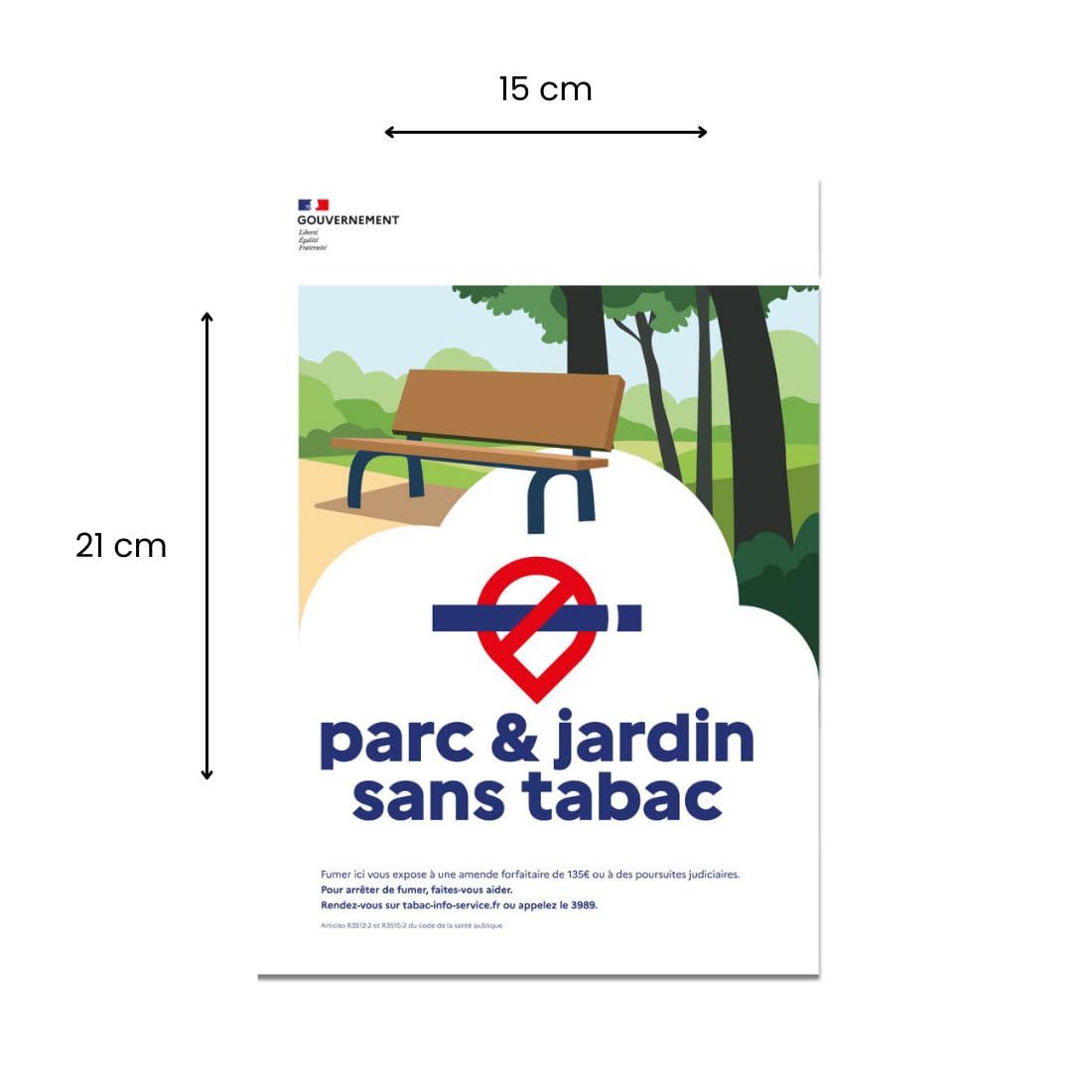 Signalétique.biz France - Panneau "Espace sans tabac" – PARC & JARDIN – ALUMINIUM 15x21 – Conforme Décret 2025-582 – Interdiction de fumer