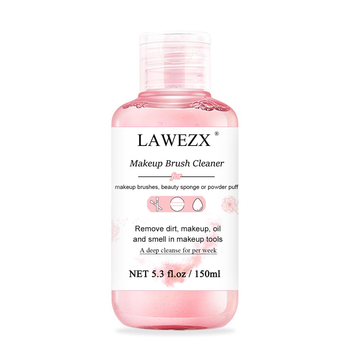 150ml Limpiador de Brochas de Maquillaje, LAWEZX Makeup Brush Cleaner, Elimina el Maquillaje, la Suciedad y las Impurezas de las Brochas, Esponjas o Polveras, Limpiador Líquido Suave y Seguro