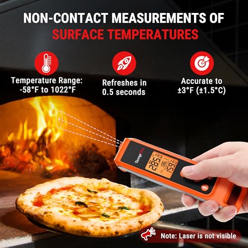 Image of TempPro TP420 2-in-1 Instant Read Thermometer for Cooking, Infrared Thermometer with Meat Probe, Non-Contact Laser Meat Thermometer for Griddle Grill Pizza Oven HVAC Pool, Gift for Dad Husband