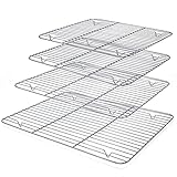 Rejilla de alambre resistente para hornear: nuestra bandeja horno de alambre está reforzadas con 2 barras transversales soldadas sin costuras para mayor estabilidad. Estos utensilios reposteria y pasteleria cuentan con alambres de acero inoxidable que evitan la oxidación y la deformación.