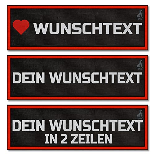 P24S 2 Stücke personalisiertes, benutzerdefinierter Klettsticker mit buntem Rahmen und Zwei Textzeilen (Groß) (Rot)